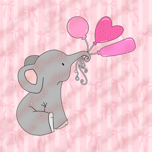 Elephant With Balloons Cut File