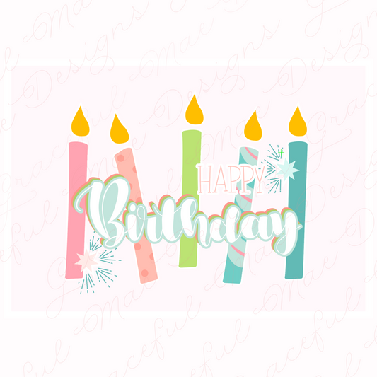 Happy Birthday Candle Card Cut File