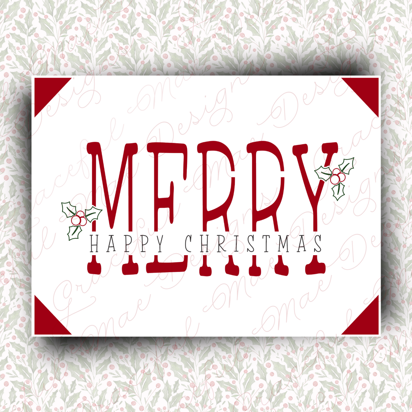 Merry Happy Christmas Insert Card