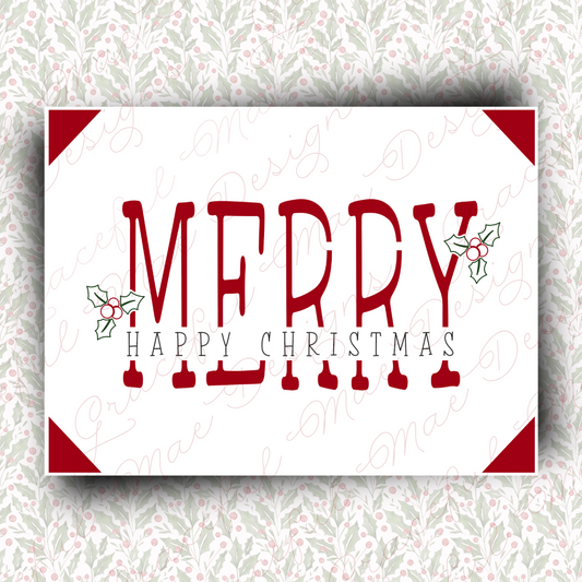 Merry Happy Christmas Insert Card