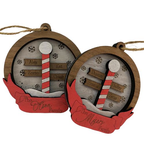 North Pole Family Name Christmas Ornament